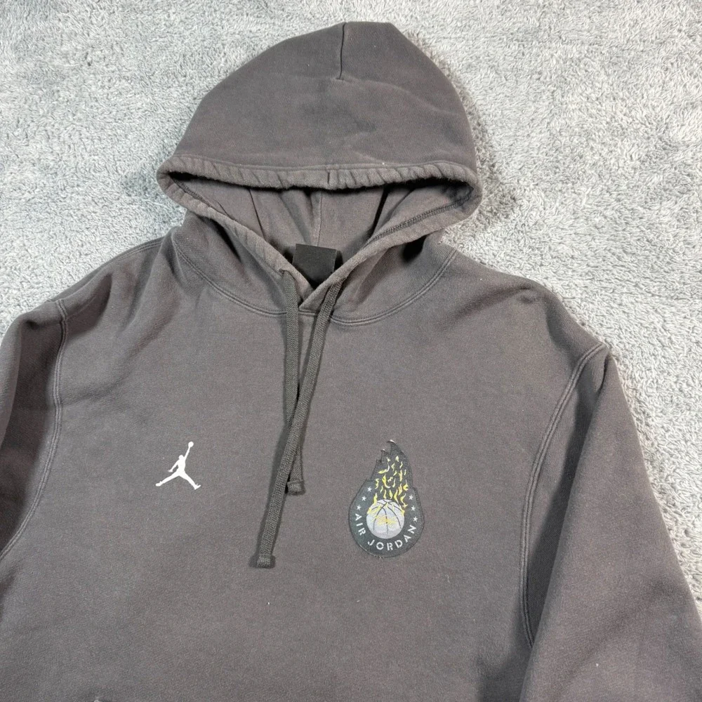 Jordan Flight Flames Basketball Hoodie MJ Records MVP Graphic Pullover Size‎ L